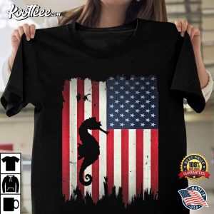 Seahorse US American Flag 4th of July Patriotic Gift T-Shirt Seahorse US American Flag 4th of July Patriotic Gift T Shirt 1