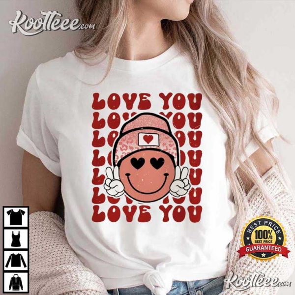 Smiley Face Love You Retro Valentine’s Day T-shirt