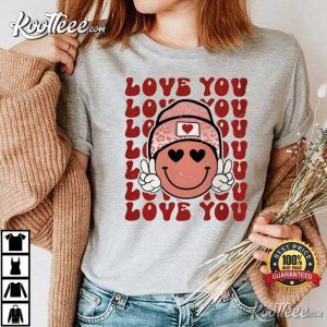 Smiley Face Love You Retro Valentines Day T shirt 2