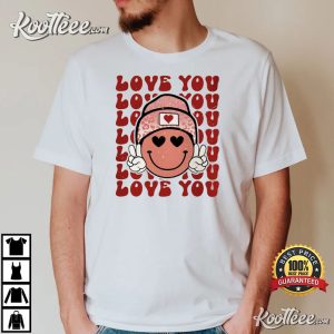 Smiley Face Love You Retro Valentines Day T shirt 3