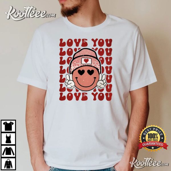 Smiley Face Love You Retro Valentine’s Day T-shirt