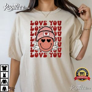 Smiley Face Love You Retro Valentines Day T shirt 4