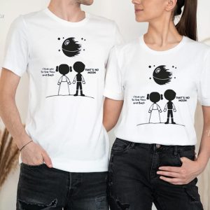 i love you to the moon and back couple shirt