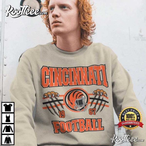 Cincinnati Bengals Football With Tiger’s Claw NFL T-Shirt