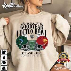 USC Trojans VS Tulane Green Wave 2023 Cotton Bowl Matchup T-Shirt USC Trojans VS Tulane Green Wave 2023 Cotton Bowl Matchu 3